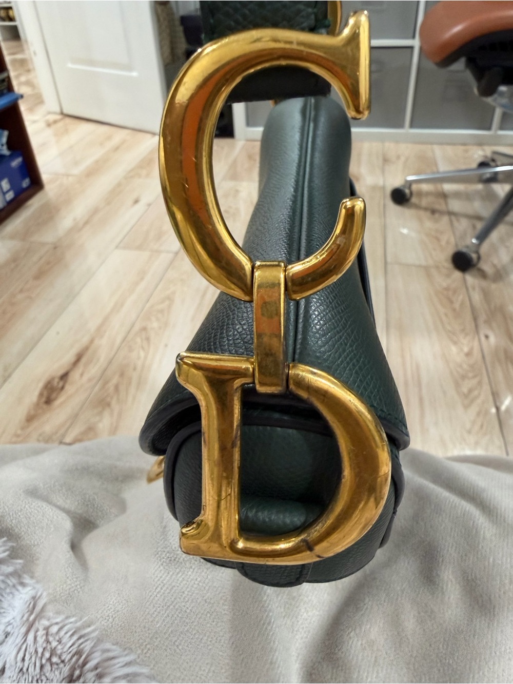 Dior Forest Green Saddle Crossbody with Gold 'D' Charm - Picture 11 of 14